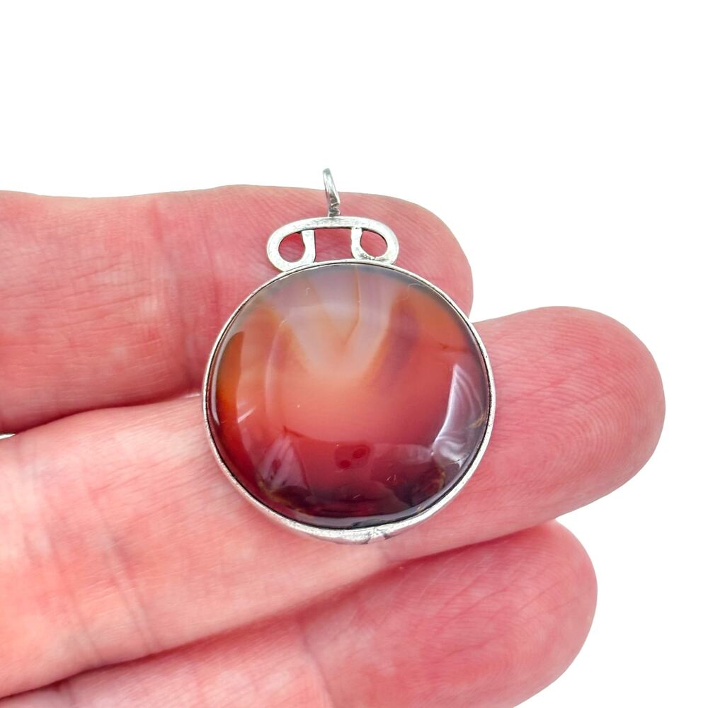 Vintage Sterling Silver 925 Banded Agate Pendant